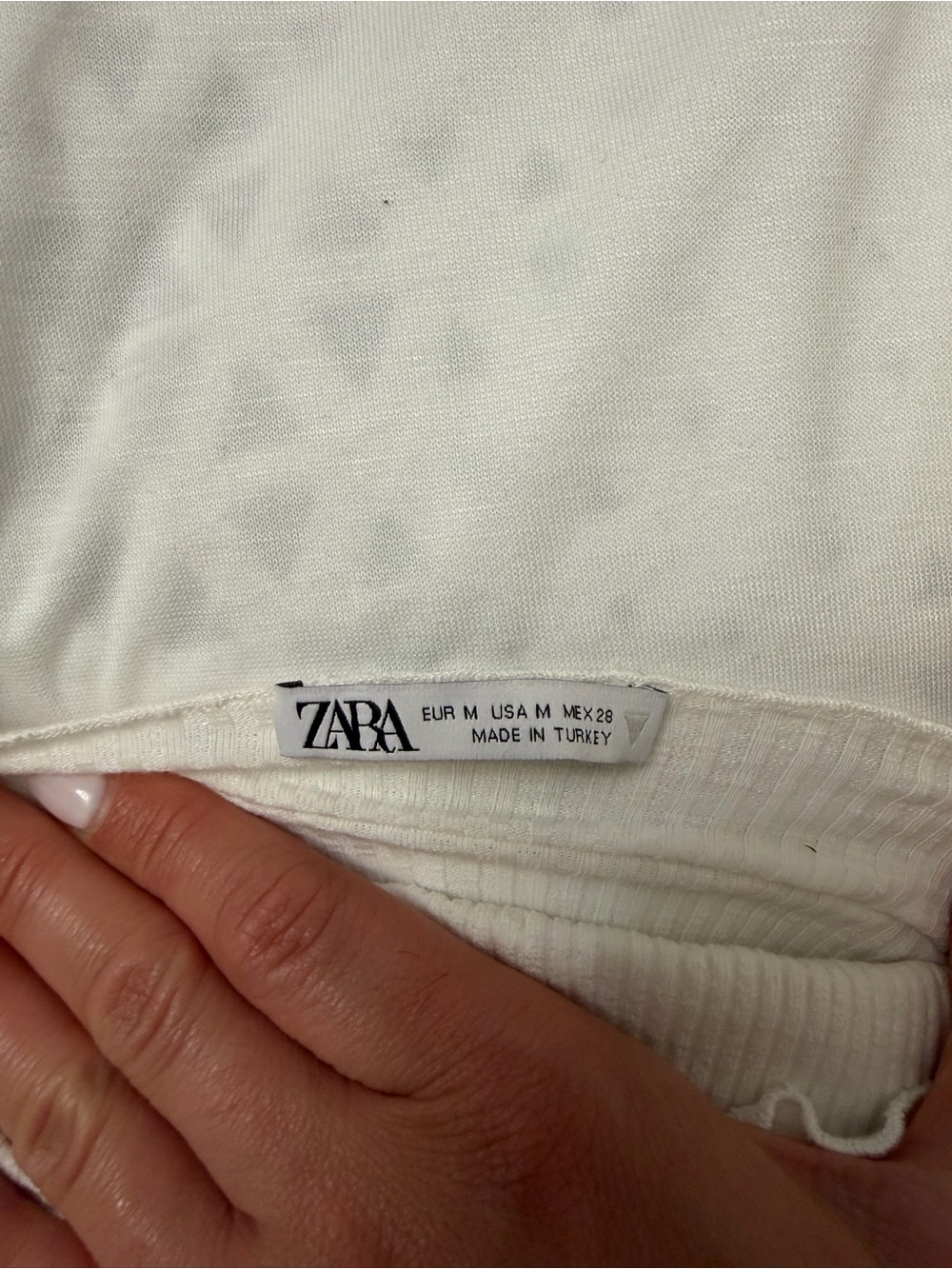 Zara Ribbed Cream Crop Tank Top - Picture 3 of 3
